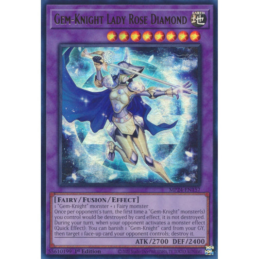 Gem-Knight Lady Rose Diamond MP24-EN157 Ultra Ultra Rare Yu-Gi-Oh 25th Anniversary Tin: Dueling Mirrors in Art