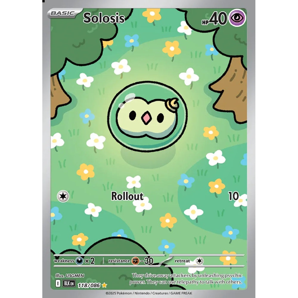 Solosis Illustration Rare 118/086 Pokemon Card Game Black Bolt
