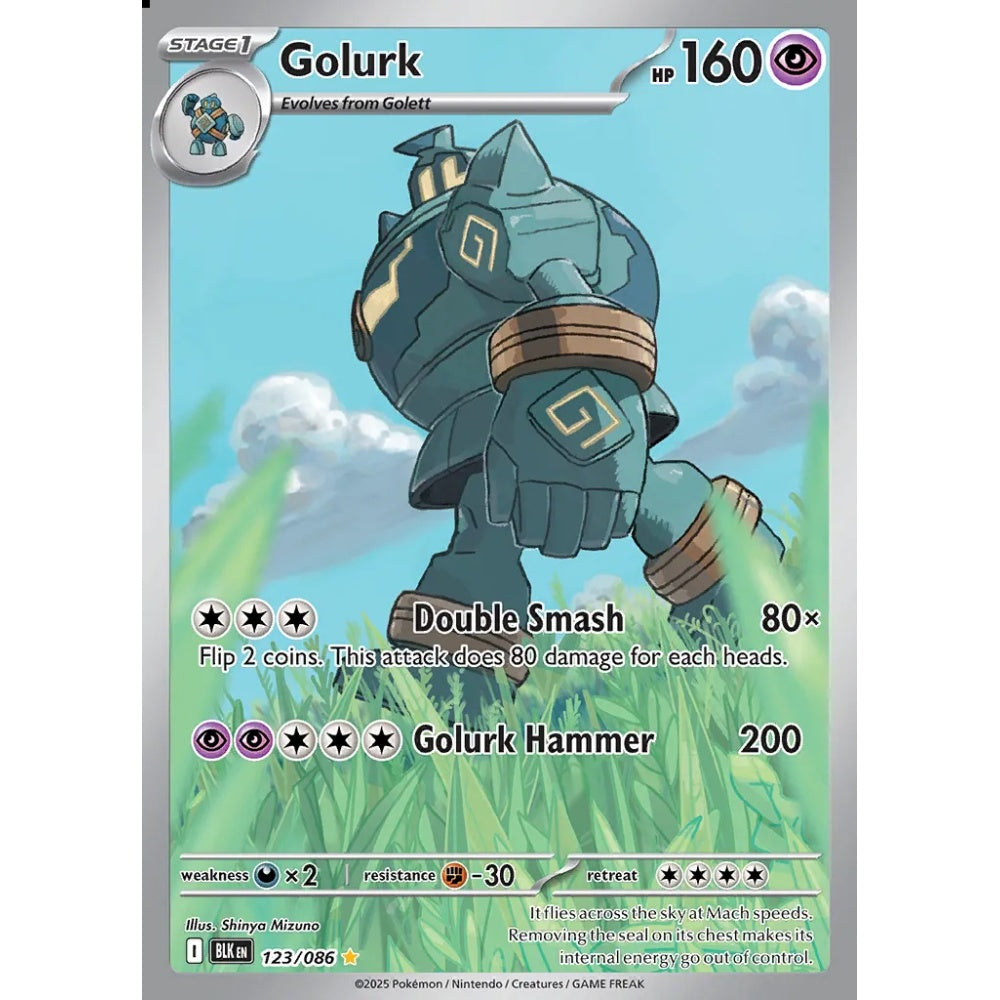 Golurk Illustration Rare 123/086 Pokemon Card Game Black Bolt