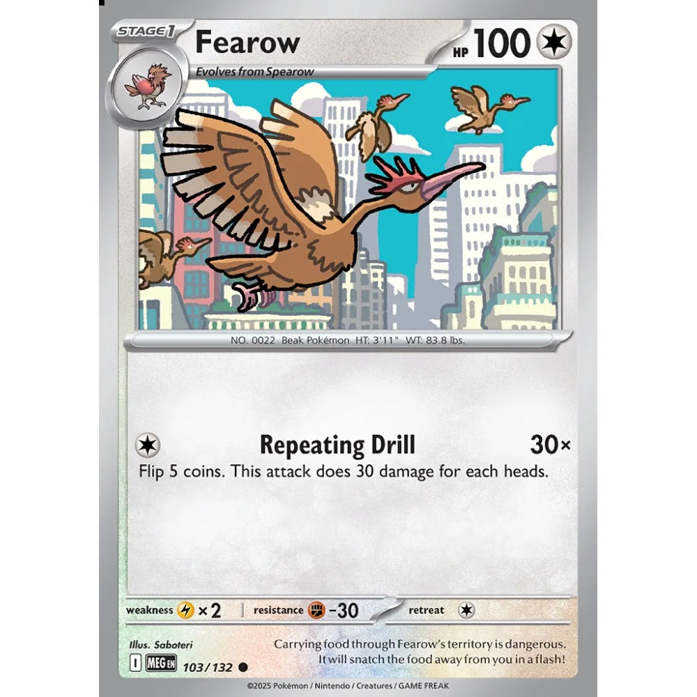 Fearow Common 103/132 Pokemon Card Game Mega Evolution