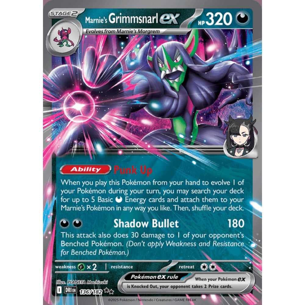 Marnie's Grimmsnarl ex Double Rare 136/182 Pokemon Card Game Destined Rivals