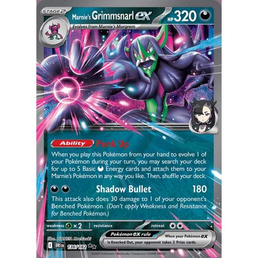 Marnie's Grimmsnarl ex Double Rare 136/182 Pokemon Card Game Destined Rivals