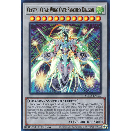Crystal Clear Wing Over Synchro Dragon SUDA-EN039 Ultra Ultra Rare Yu-Gi-Oh Supreme Darkness in Art