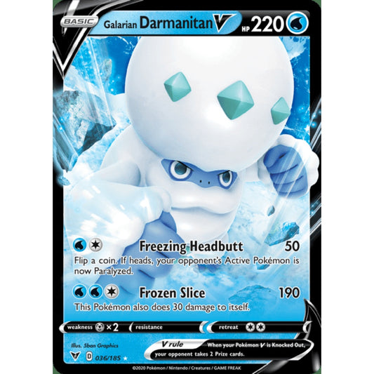 Galarian Darmanitan V Double Rare 036/185 Pokemon Card Game Vivid Voltage