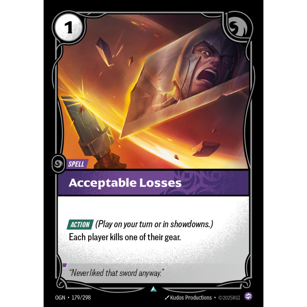 Acceptable Losses OGN-179/298 Riftbound Card Game Origins Uncommon