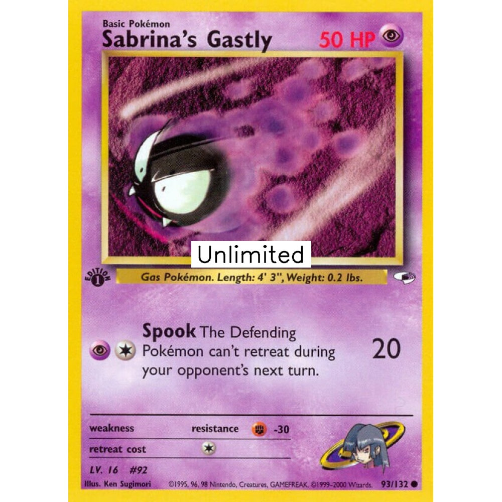 Sabrina's Gastly Common 93/132 Pokemon Card Game Gym Heroes