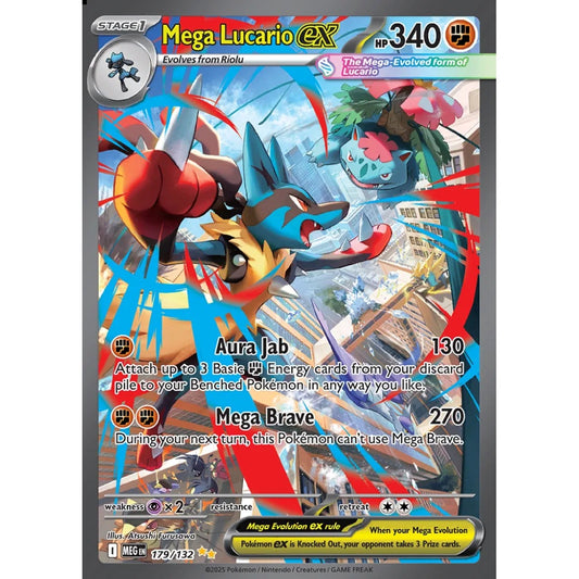 Mega Lucario ex Special Illustration Rare 179/132 Pokemon Card Game Mega Evolution