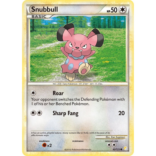 Snubbull Common 82/123 Pokemon Card Game HeartGold & SoulSilver