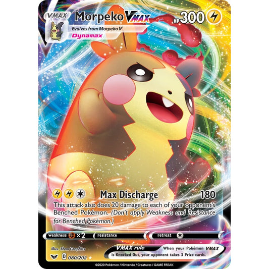 Morpeko VMAX Holo Rare VMAX 080/202 Pokemon Card Game Sword & Shield