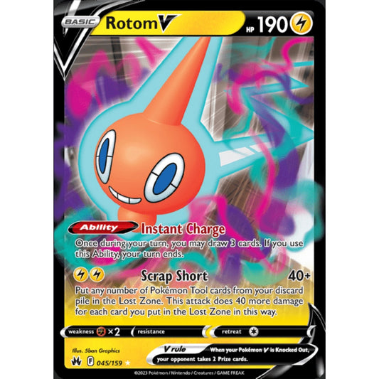 Rotom V Double Rare 045/159 Pokemon Card Game Crown Zenith