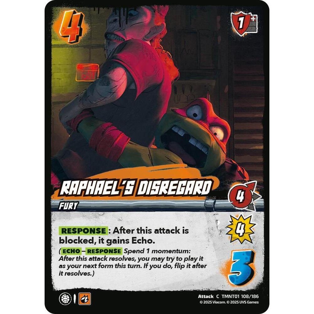 Raphael's Disregard 108/186 TMNT01 Universus Teenage Mutant Ninja Turtles Attack C