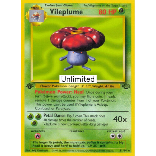 Vileplume Rare 31/64 Pokemon Card Game Jungle