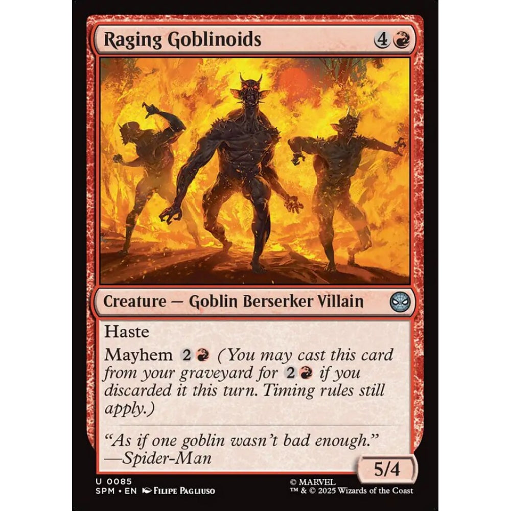 Raging Goblinoids uncommon 85 Magic the Gathering Marvel's Spider-Man