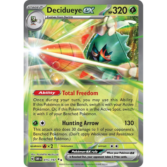 Decidueye ex Double Rare 015/197 Pokemon Card Game Obsidian Flames
