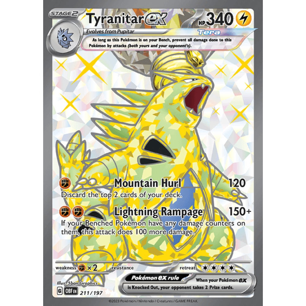 Tyranitar ex Full Art 211/197 Pokemon Card Game Obsidian Flames