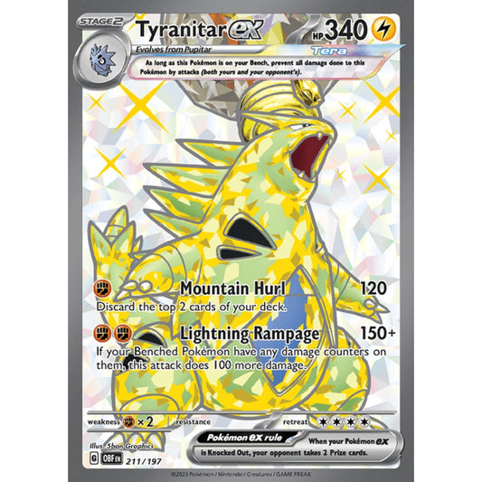 Tyranitar ex Full Art 211/197 Pokemon Card Game Obsidian Flames