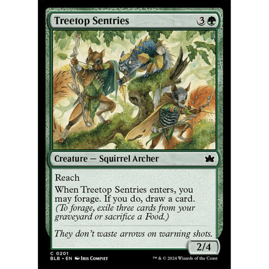 Treetop Sentries, 201, common, Magic: The Gathering, Bloomburrow