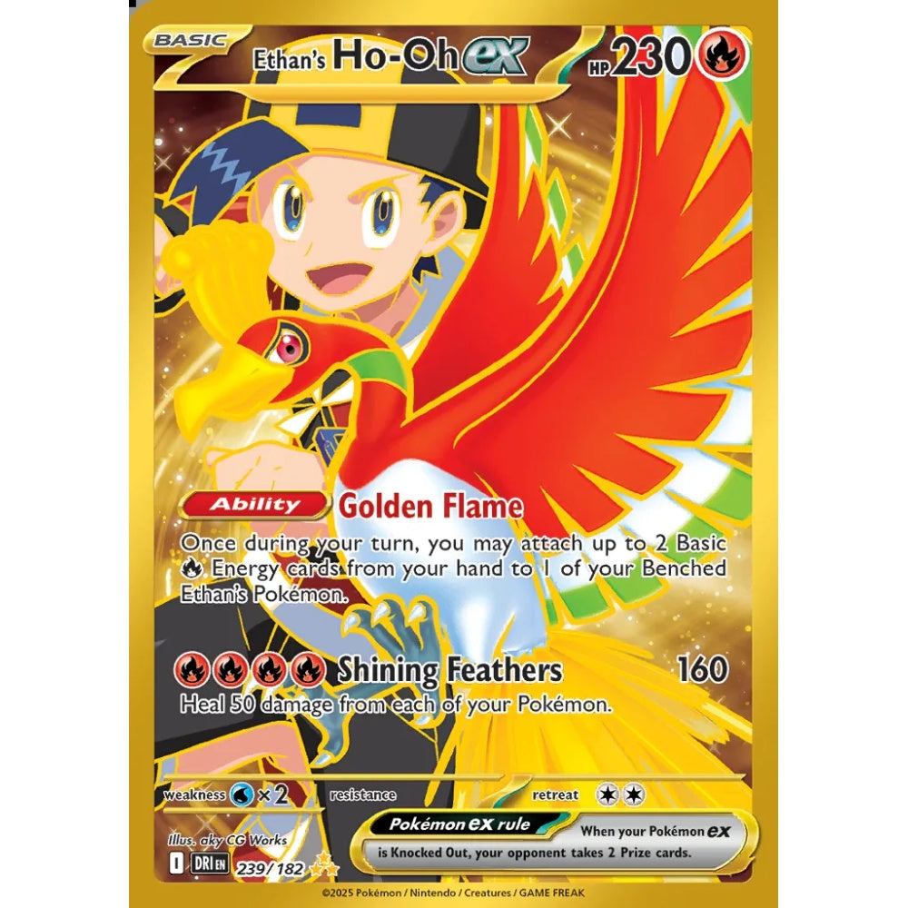 Ethan's Ho-Oh ex Hyper Rare 239/182 Pokemon Card Game Destined Rivals