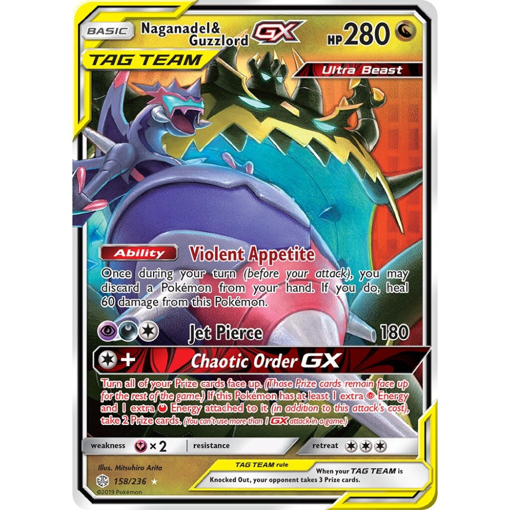 Naganadel & Guzzlord-GX Rare Holo GX 158/236 Pokemon Card Game Cosmic Eclipse