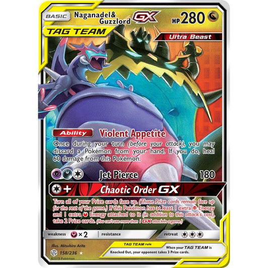 Naganadel & Guzzlord-GX Rare Holo GX 158/236 Pokemon Card Game Cosmic Eclipse
