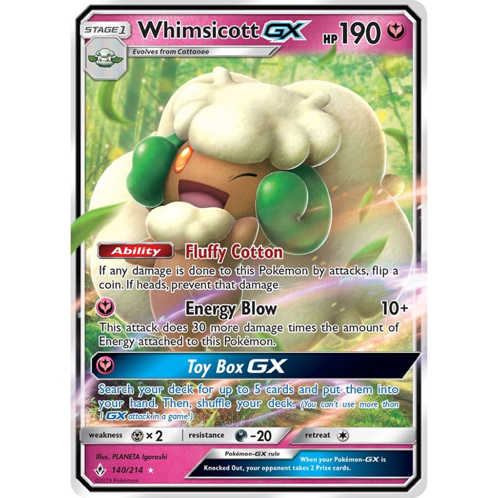 Whimsicott-GX Rare Holo GX 140/214 Pokemon Card Game Unbroken Bonds