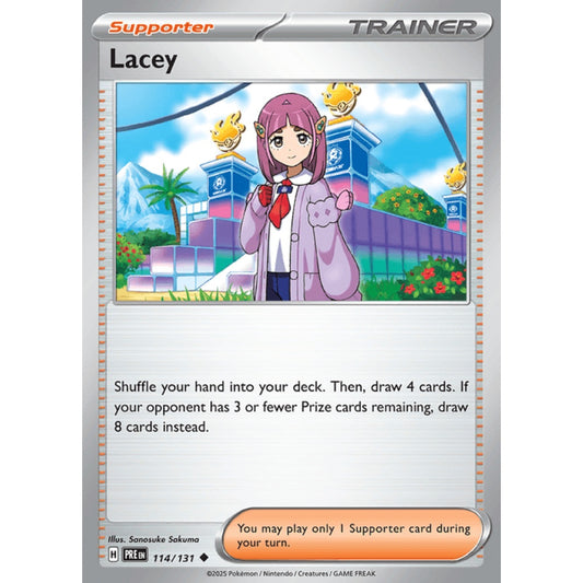 Lacey Uncommon 114/131 Pokemon Card Game Prismatic Evolutions