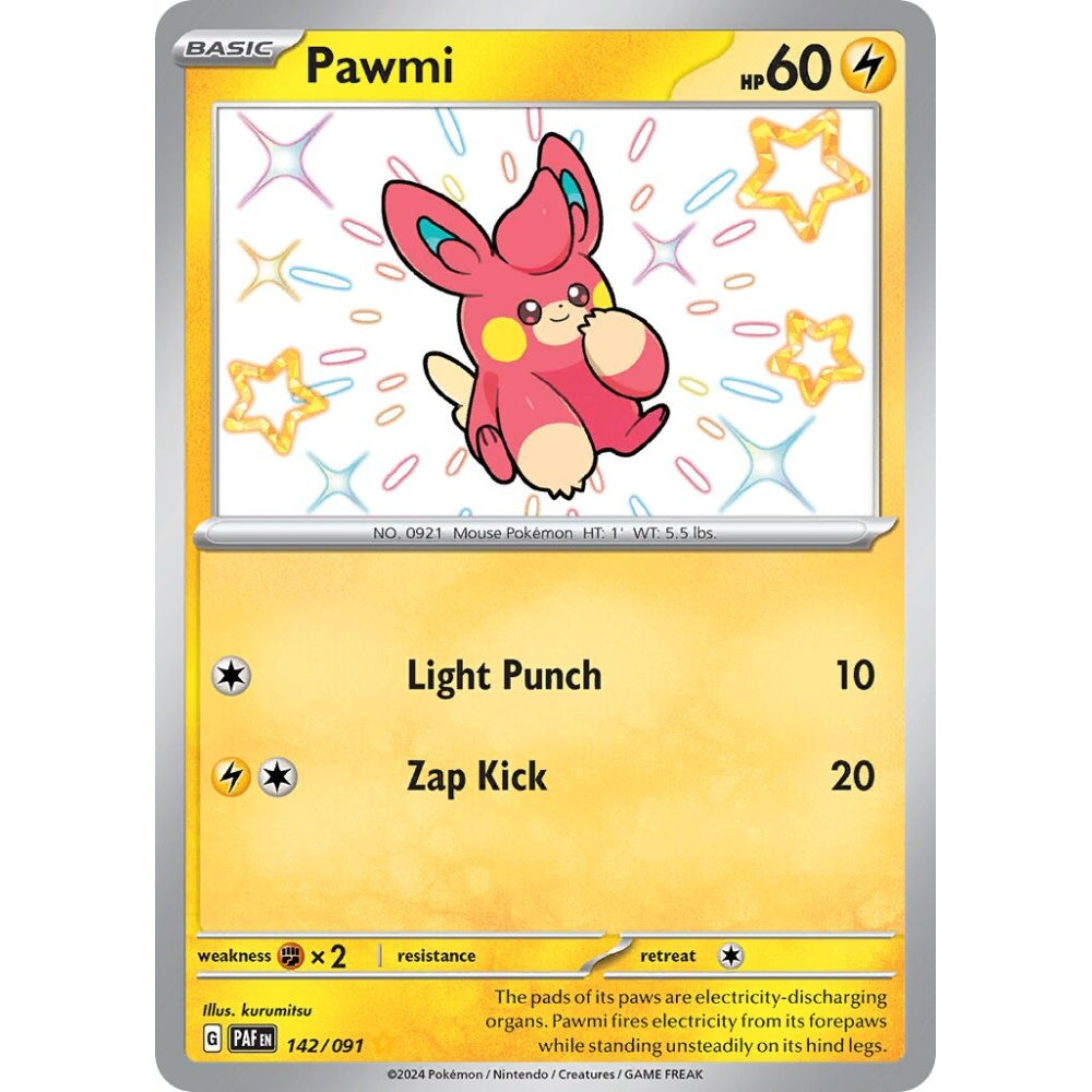 Pawmi Shiny Rare 142/091 Pokemon Card Game Paldean Fates