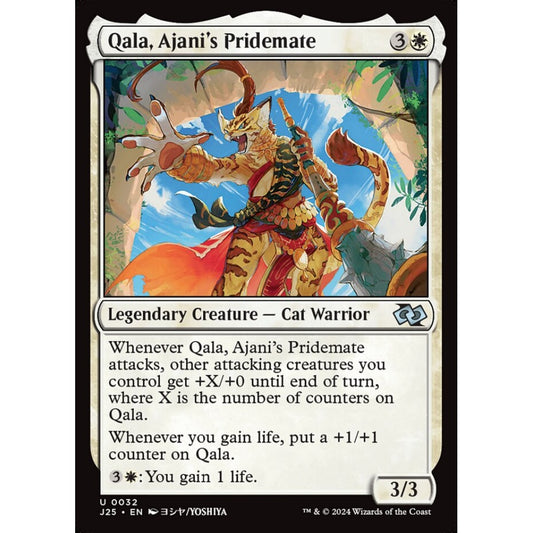 Qala, Ajani's Pridemate, 32, uncommon, Magic: The Gathering, Foundations Jumpstart