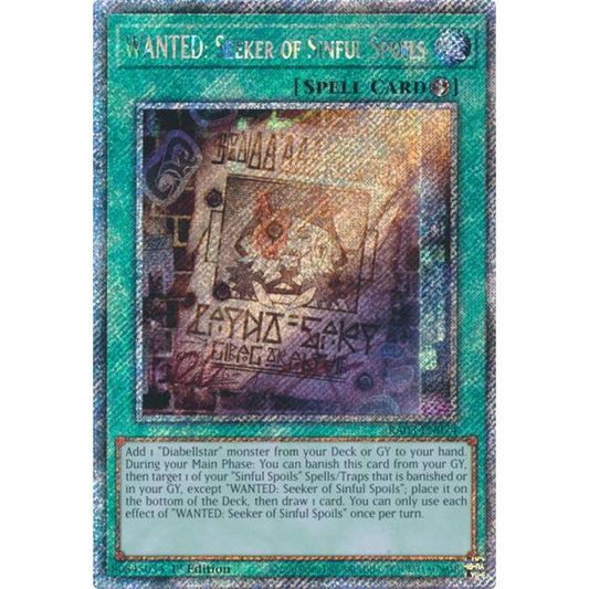 WANTED: Seeker of Sinful Spoils (Platinum Secret Rare) RA03-EN074 Platinum Rare Yu-Gi-Oh Quarter Century Bonanza