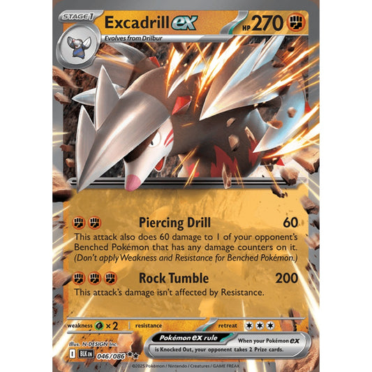 Excadrill ex Double Rare 46/086 Pokemon Card Game Black Bolt