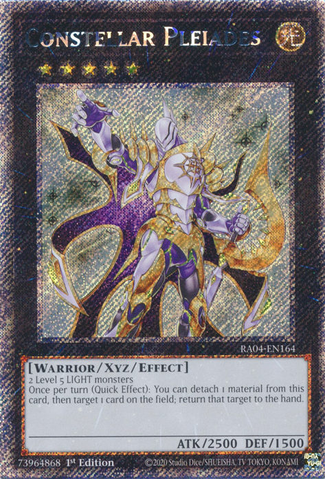 Constellar Pleiades RA04-EN164 QCR Quarter Century Secret Rare Yu-Gi-Oh Quarter Century Stampede in Art
