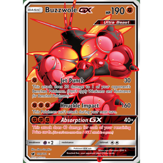 Buzzwole-GX Full Art 104/111 Pokemon Card Game Crimson Invasion