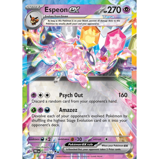 Espeon ex Double Rare 034/131 Pokemon Card Game Prismatic Evolutions