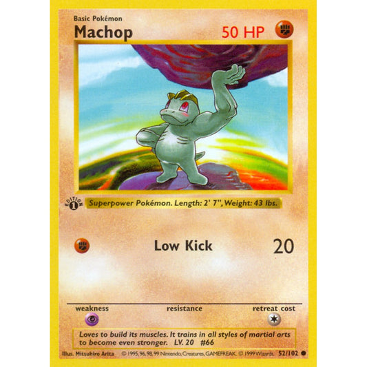 Machop Common 52/102 Pokemon Card Game Base Set
