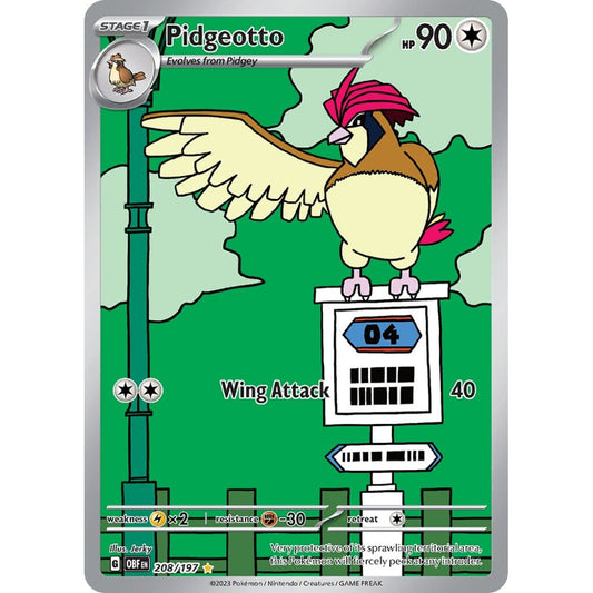 Pidgeotto Illustration Rare 208/197 Pokemon Card Game Obsidian Flames