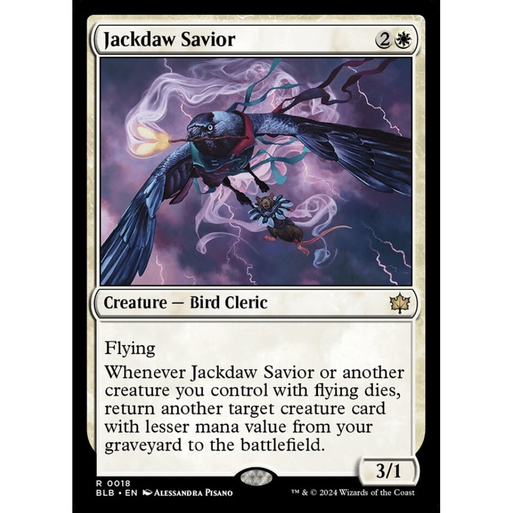 Jackdaw Savior, 18, rare, Magic: The Gathering, Bloomburrow