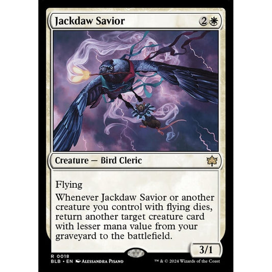 Jackdaw Savior, 18, rare, Magic: The Gathering, Bloomburrow