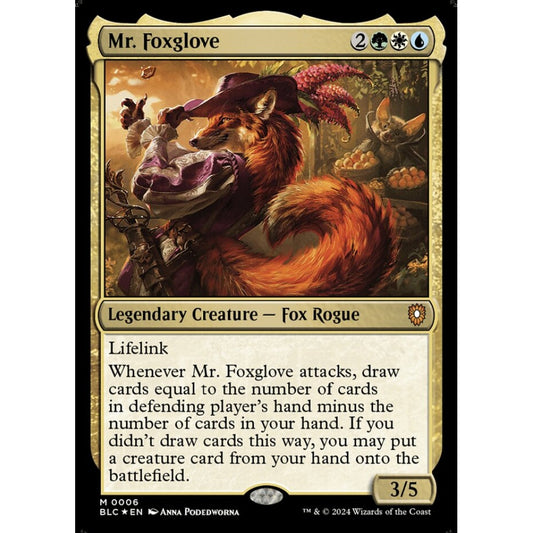 Mr. Foxglove, 6, mythic, Magic: The Gathering, Bloomburrow