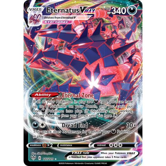 Eternatus VMAX Holo Rare VMAX 117/189 Pokemon Card Game Darkness Ablaze