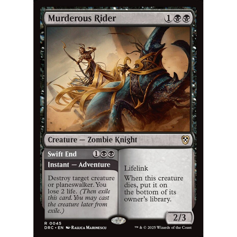 Murderous Rider // Swift End, 45, rare, Magic: The Gathering, Aetherdrift Commander