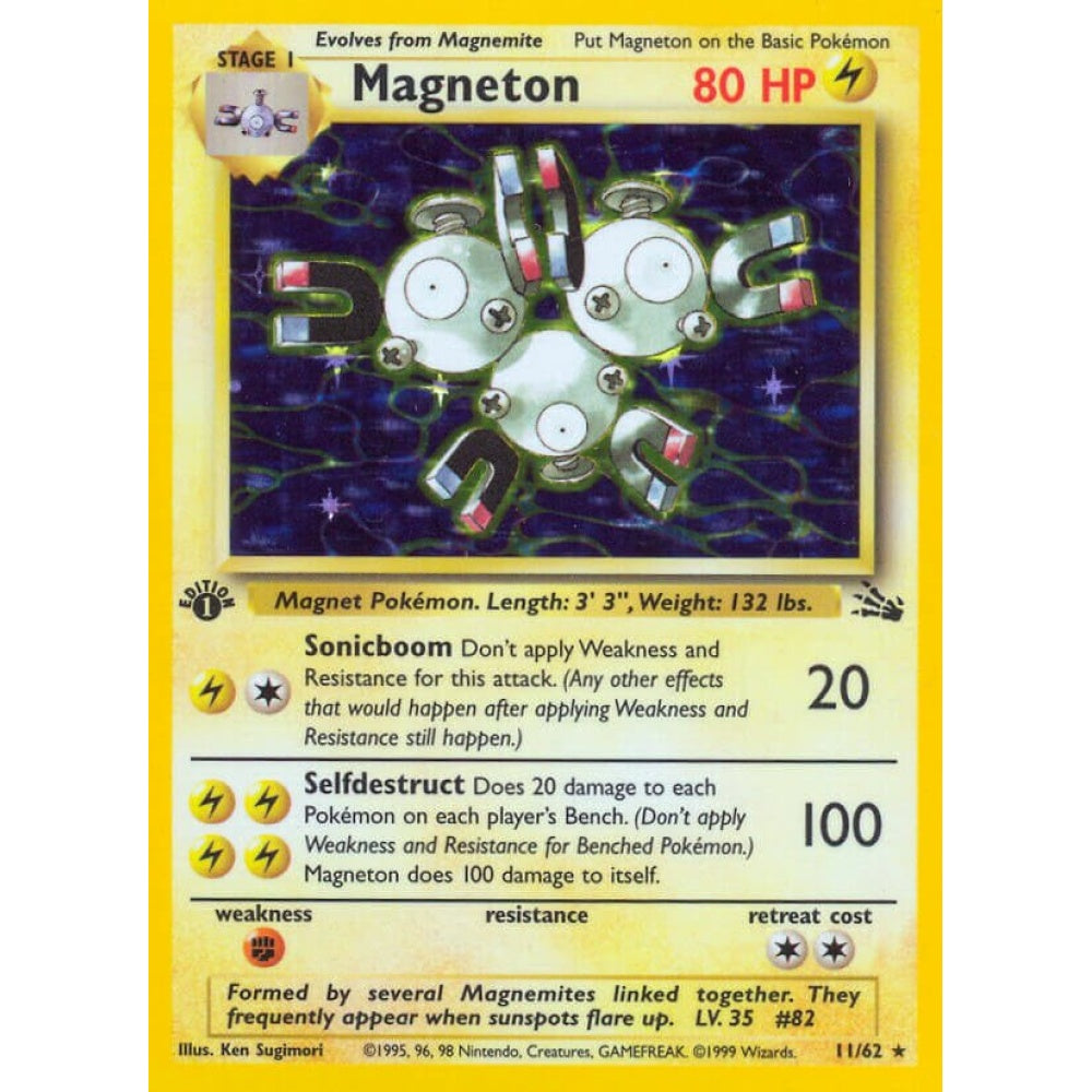 Magneton Rare Holo 11/62 Pokemon Card Game Fossil