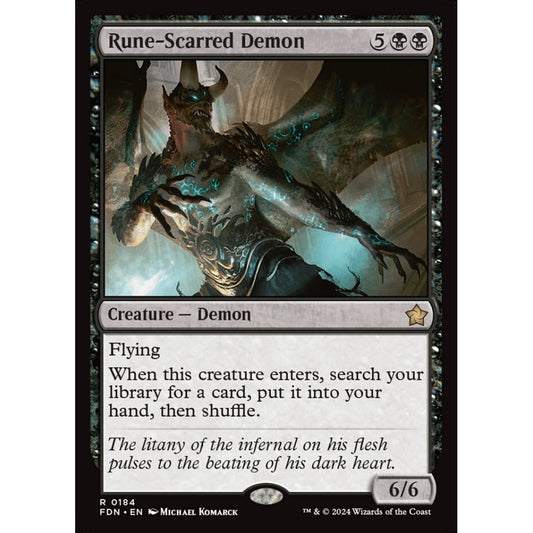 Rune-Scarred Demon, 184, rare, Magic: The Gathering, Foundations