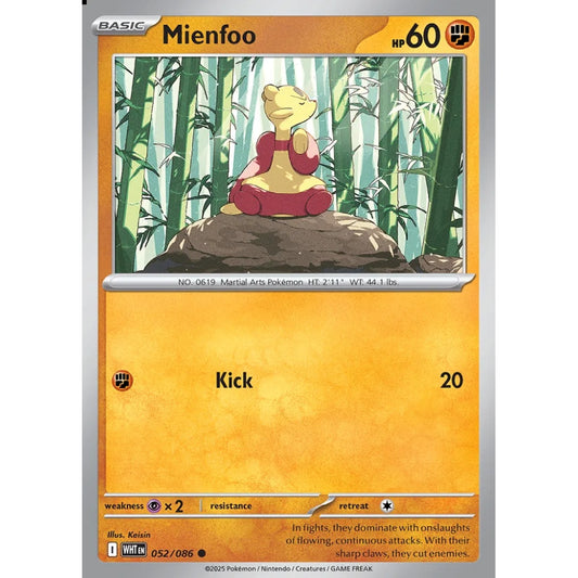 Mienfoo Common 052/086 Pokemon Card Game White Flare