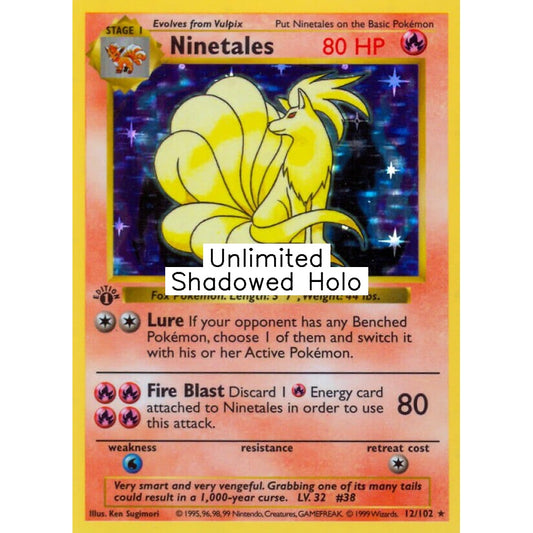 Ninetales Holo Rare 12/102 Pokemon Card Game Base Set