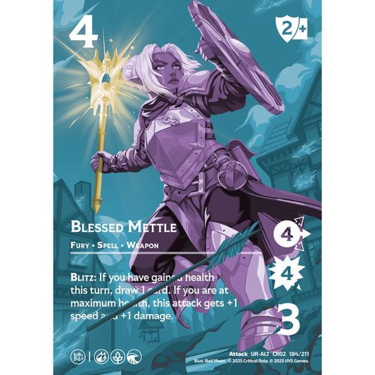 Blessed Mettle, 184/211, CR02, Universus, Critical Role: Heroes Of Exandria, Attack, UR-ALT
