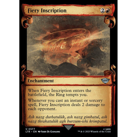 Fiery Inscription, uncommon, 577, Magic the Gathering, The Lord of the Rings: Tales of Middle-earth