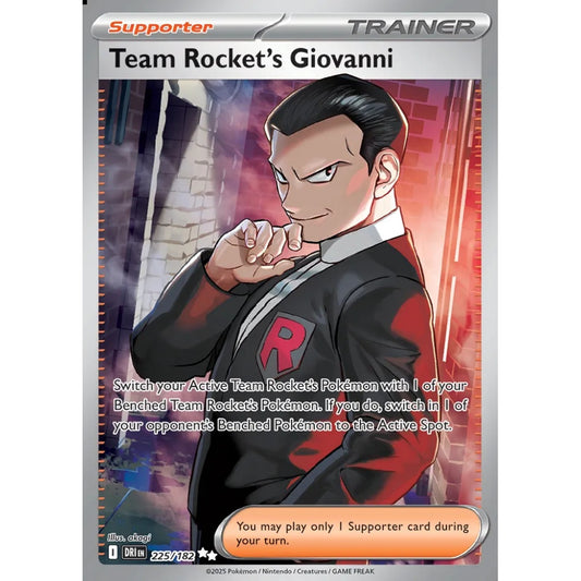 Team Rocket's Giovanni Ultra Rare 225/182 Pokemon Card Game Destined Rivals