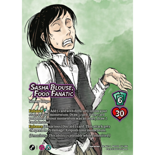 Sasha Blouse, Food Fanatic, 14/186, AOT02, Universus, Attack on Titan: Origins of Power, Character, CH-C-ALT