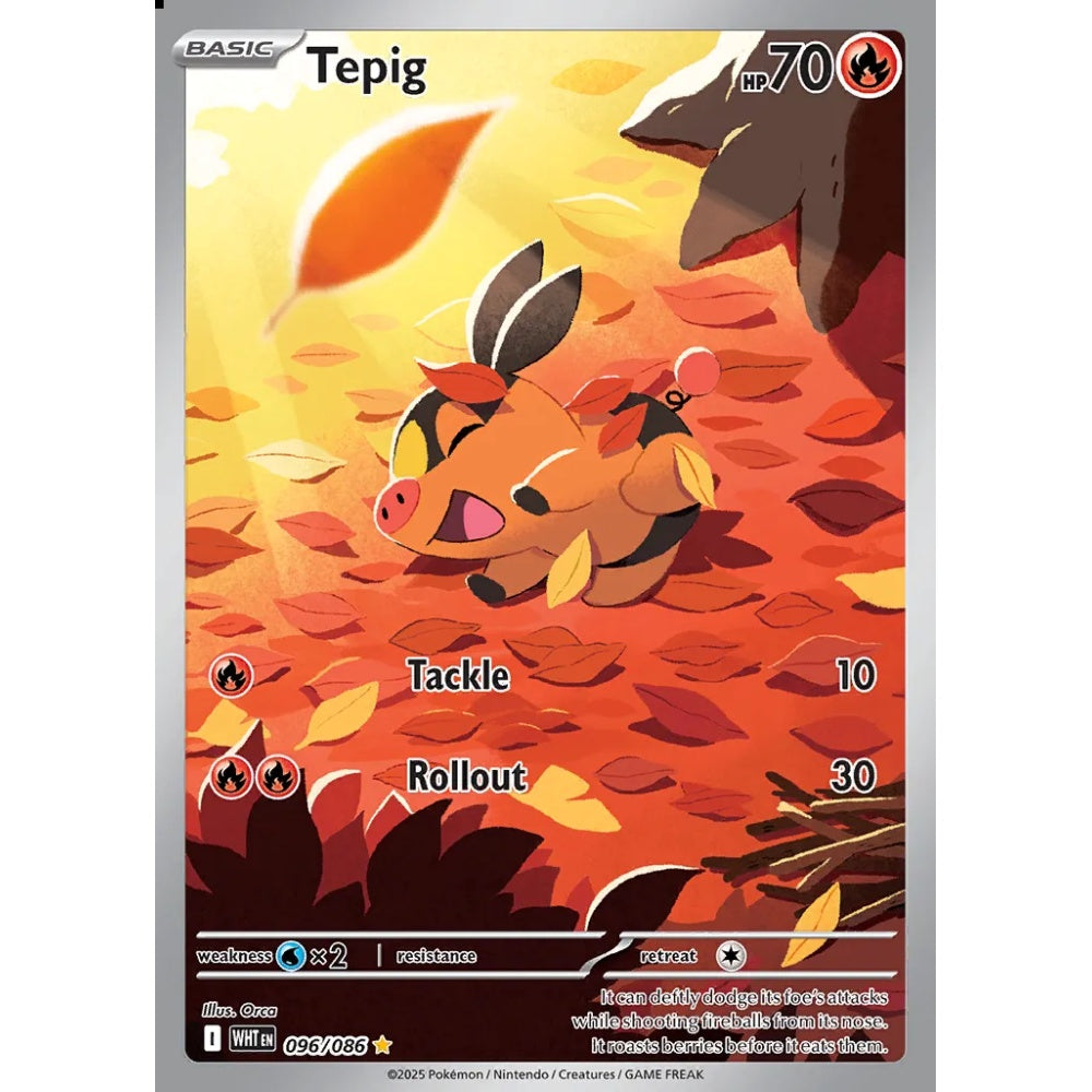Tepig Illustration Rare 096/086 Pokemon Card Game White Flare