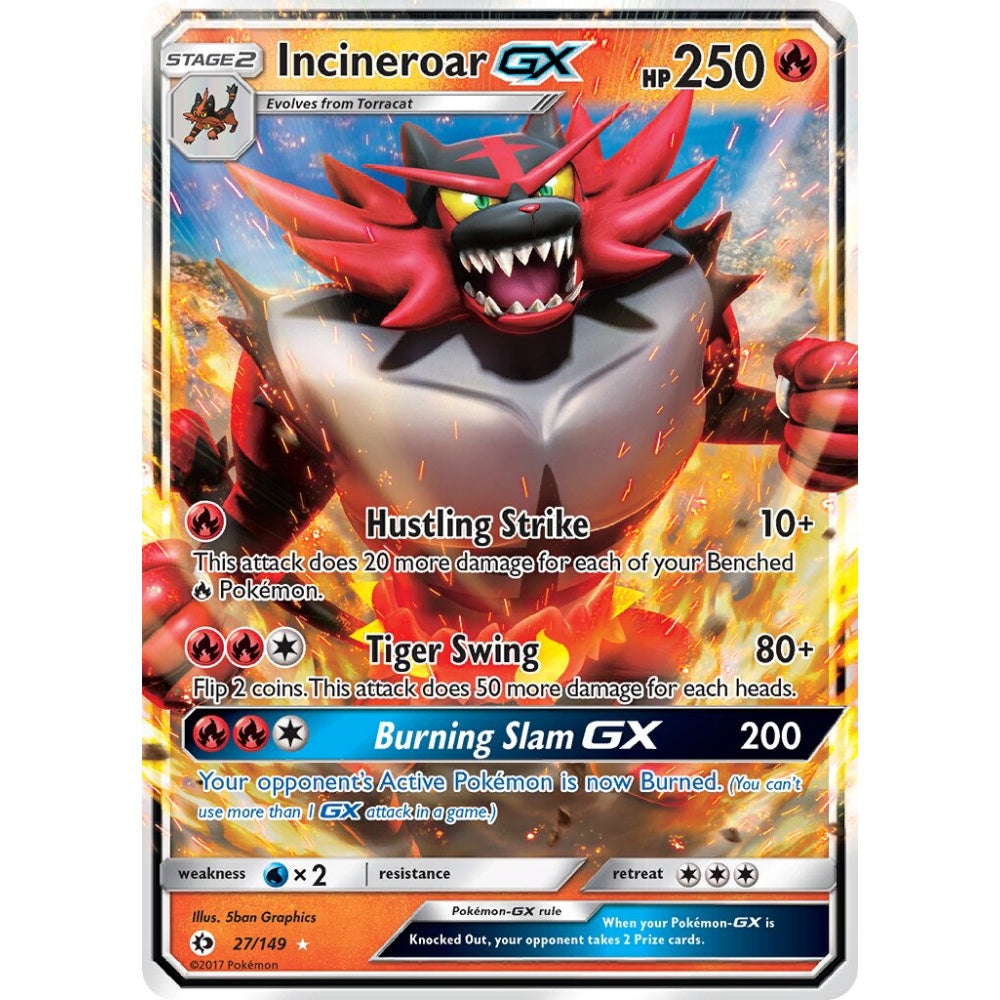 Incineroar-GX Rare Holo GX 27/149 Pokemon Card Game Sun & Moon